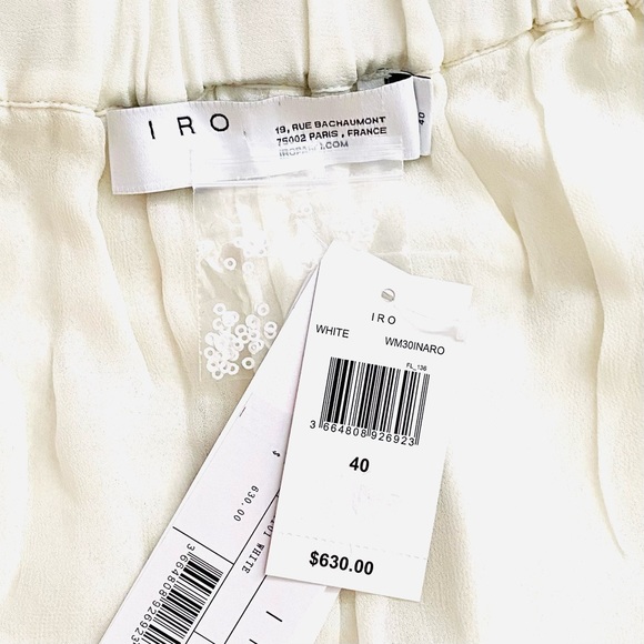 IRO Inaro "Paperbag" Belted White Sequin Shorts - Picture 10 of 11